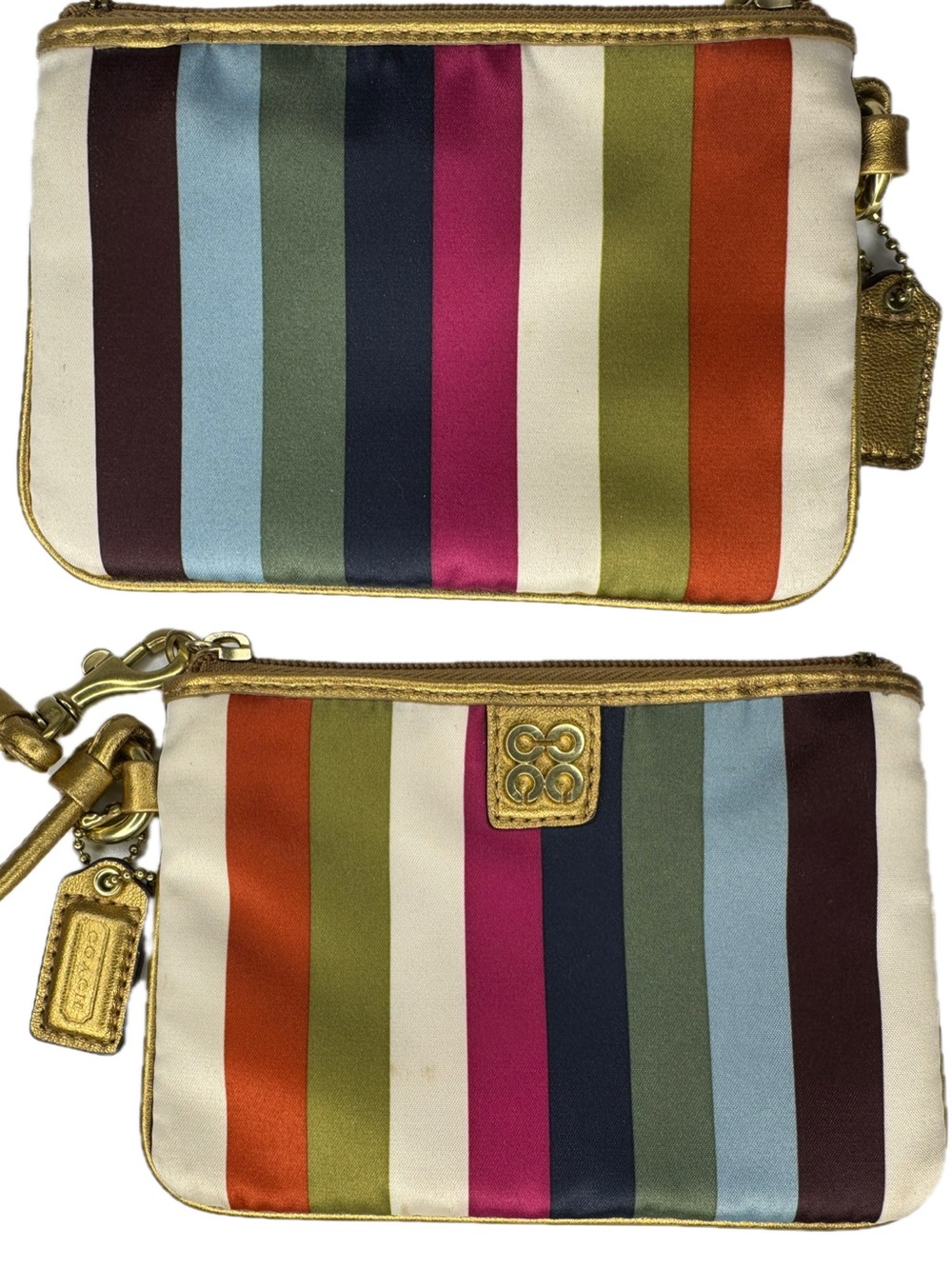 Coach Legacy Stripe 65th Anniversary Satin Wristlet